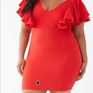 Plus size ruffle trim mini dress
